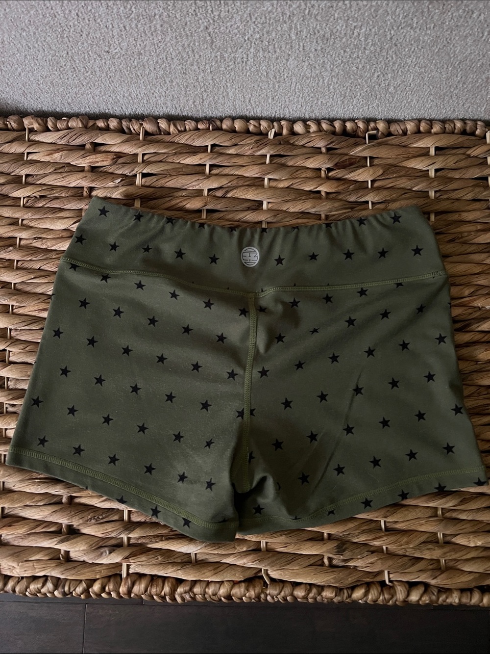 IAB MFG Olive Green Star-Print Women's Active Shorts